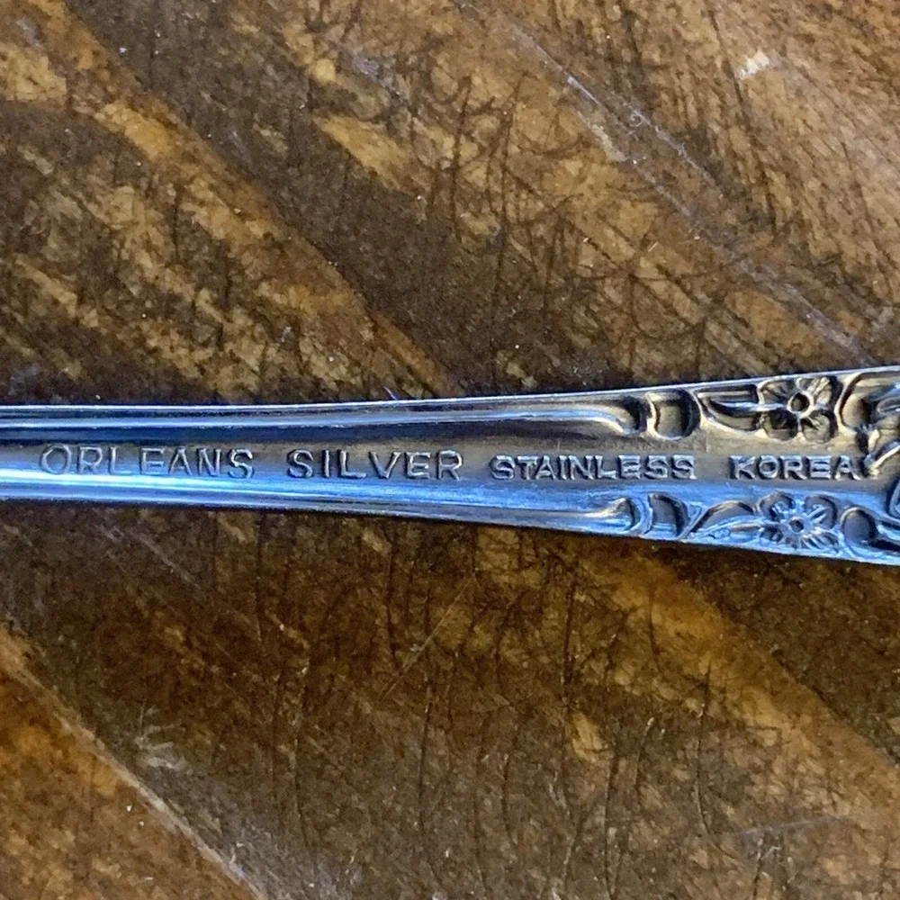 4 Orleans ORL50 Floral Stainless Flatware Teaspoons Korea Glossy